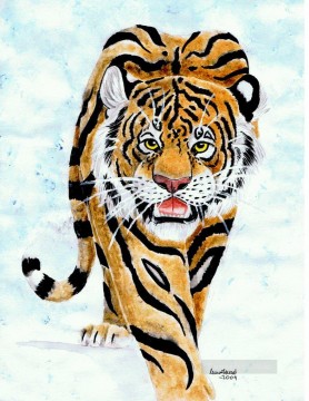 tigre en la nieve Pinturas al óleo
